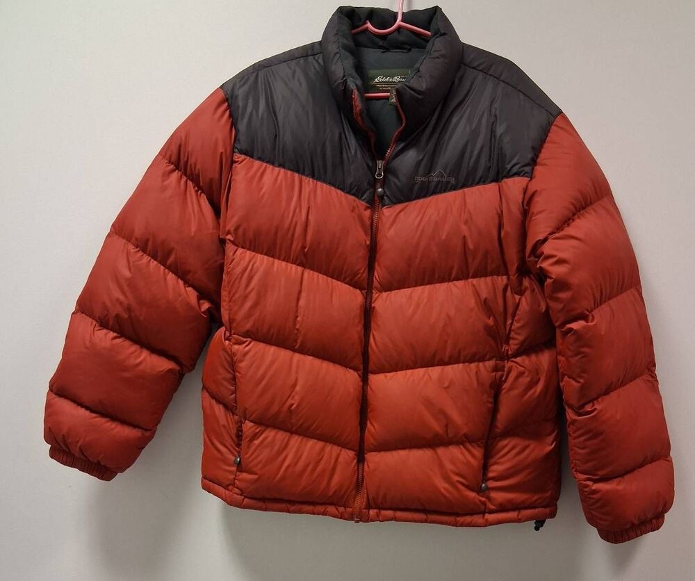 Eddie Bauer mens large premium goose down 700 fill puffer jacket red